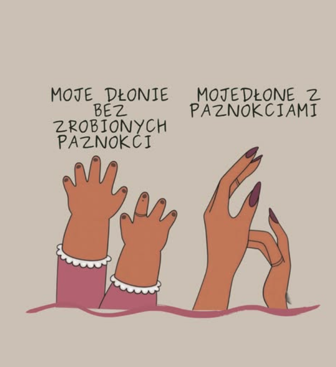 Moje dłonie bez zrobionych paznokci vs. z paznokciami